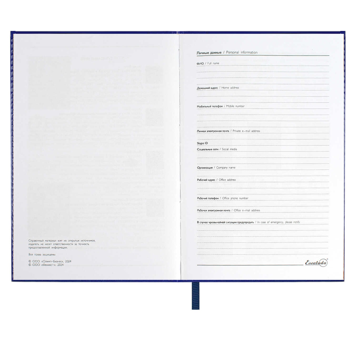 картинка Ежедневник недатированный, А5, 160 л, кожзам, синий, "Сариф Эконом", Феникс+, 67199 от магазина Альфанит в Кунгуре
