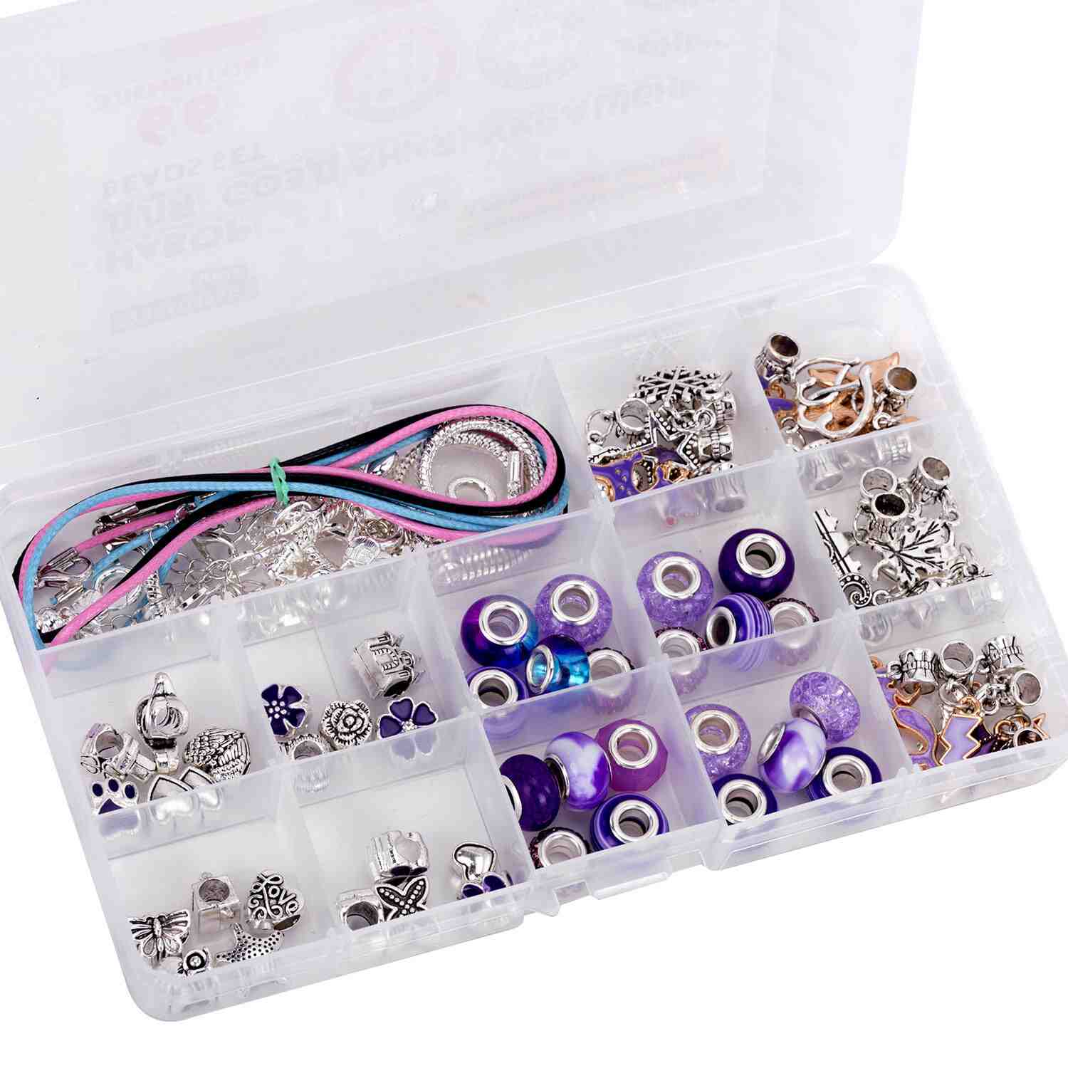 картинка Набор для создания бижутерии, 66 шт, бусины, основа для украшений, шармы, "Аметист", BRAUBERG KIDS, 665295 от магазина Альфанит в Кунгуре