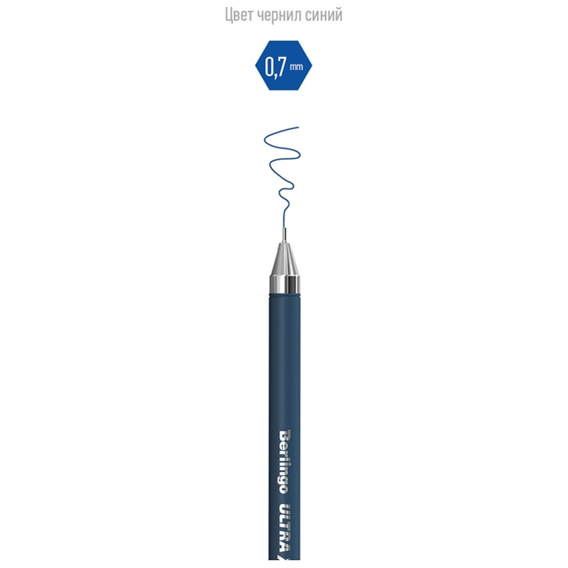картинка Ручка шариковая, 0,7 мм, синяя, корп. сизый, "Ultra X2", Berlingo, CBp_07279 от магазина Альфанит в Кунгуре
