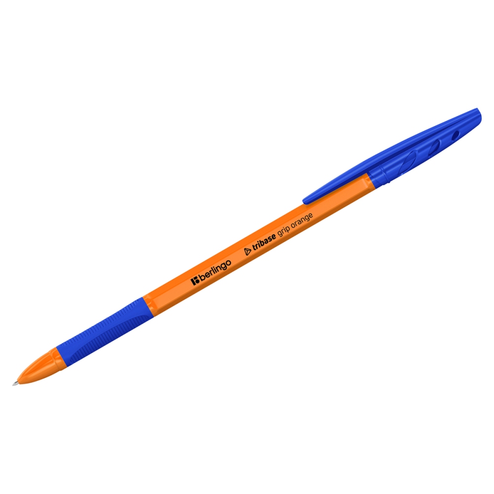 картинка Ручка шариковая, 0,7 мм, синяя, корп. оранжевый, грип, "Tribase grip orange", Berlingo, CBp_70960 от магазина Альфанит в Кунгуре
