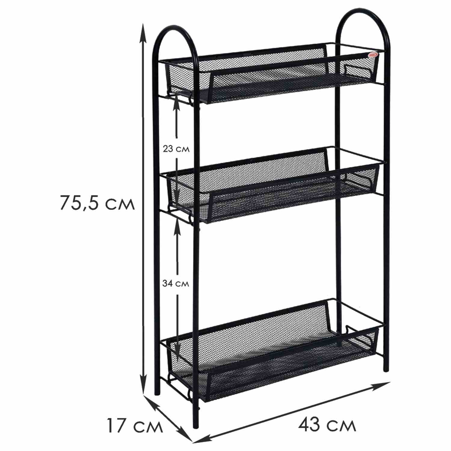 картинка Этажерка "Ладья-13", 430*170*755 мм, металл, черный, офисно-бытовая, 3 яруса, Э 399 Ч от магазина Альфанит в Кунгуре