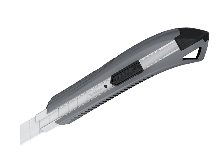 картинка Нож канцелярский 18 мм, серый, европодвес, "Razzor 200", Berlingo, BM4130_d от магазина Альфанит в Кунгуре