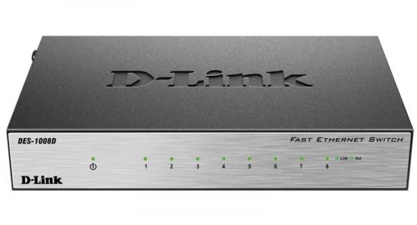 картинка Коммутатор D-Link DES-1008D/L2B, 8 портов, 10/100 Мбит/с, неуправляемый от магазина Альфанит в Кунгуре