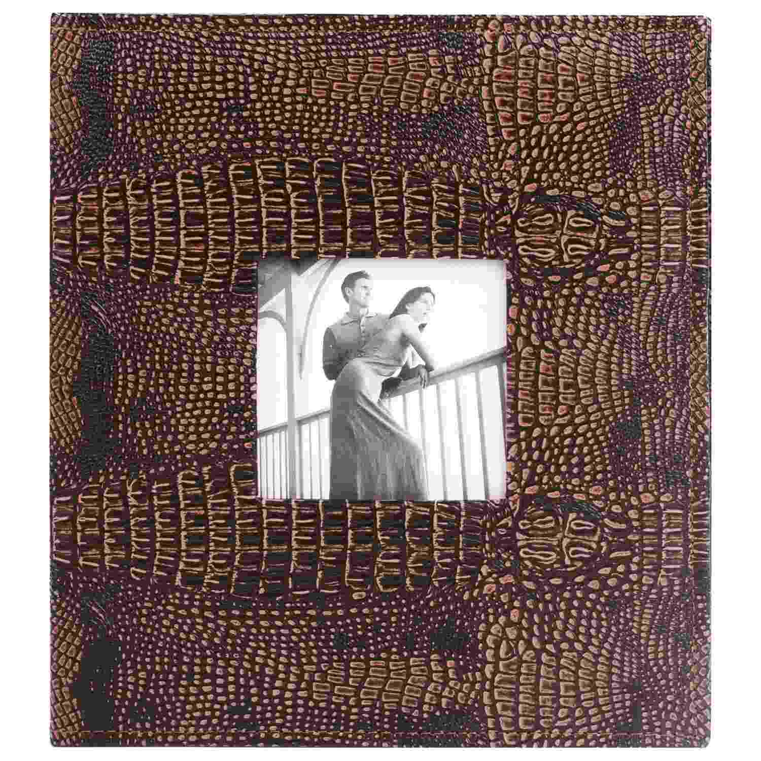 картинка Фотоальбом, 23*28 см, 20 магнитных листов, под кожу крокодила, темно-коричневый, BRAUBERG, 390493 от магазина Альфанит в Кунгуре
