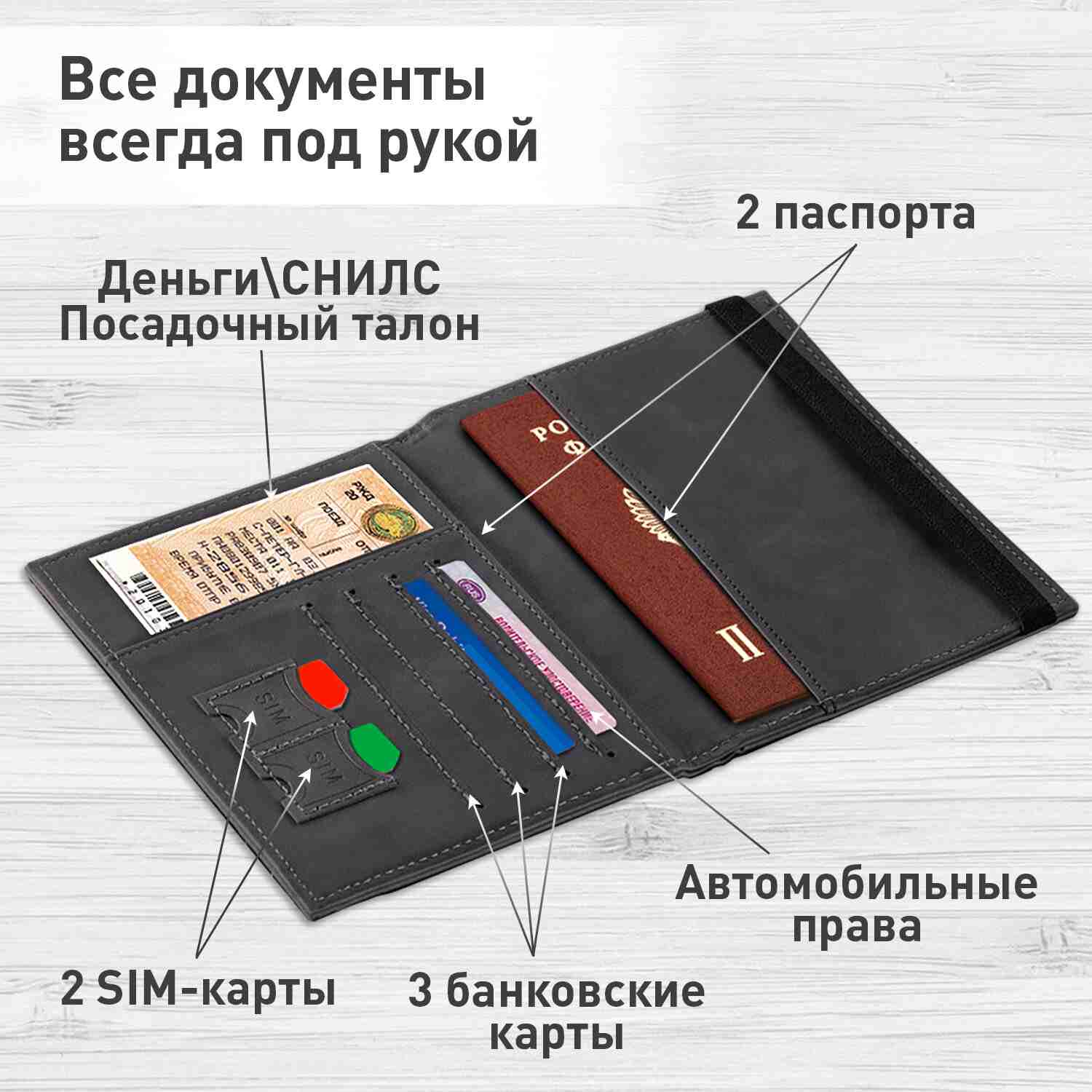 картинка Обложка для паспорта, экокожа, серый, с карманами и резинкой, "PASSPORT", BRAUBERG, 238203 от магазина Альфанит в Кунгуре