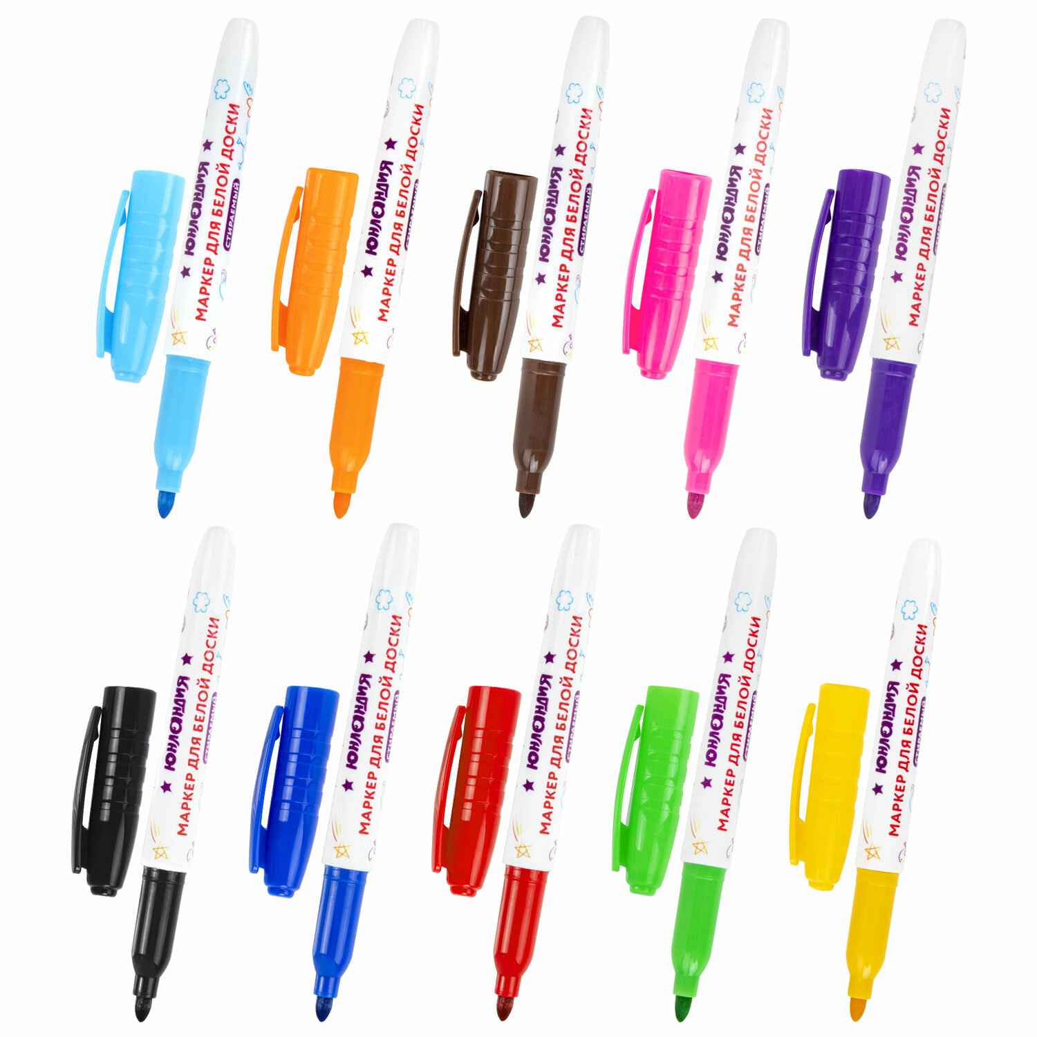 картинка Набор маркеров для доски, 10 шт, 10 цв, 3 мм, "Colorway", Юнландия, 152100 от магазина Альфанит в Кунгуре