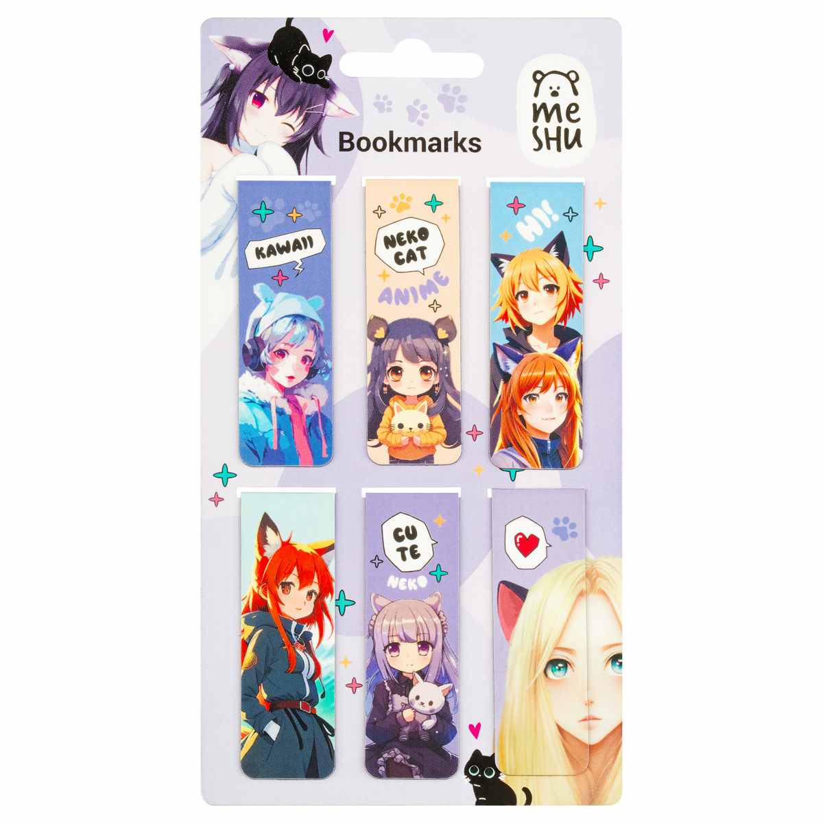 картинка Набор закладок магнитных, 6 шт, "Neko", MESHU, MS_58945 от магазина Альфанит в Кунгуре