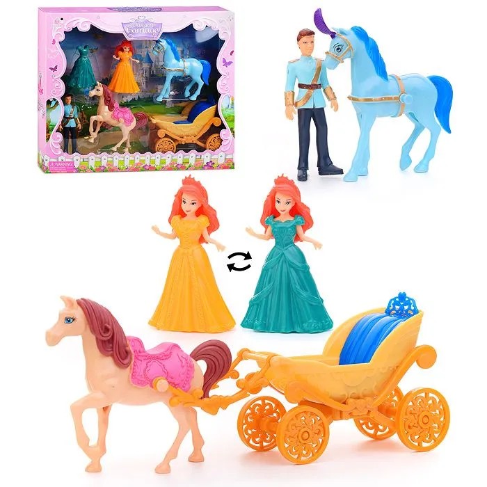 картинка Набор кукол, 2 шт, 10 см, с аксессуарами, две лошади, карета, SS047С от магазина Альфанит в Кунгуре