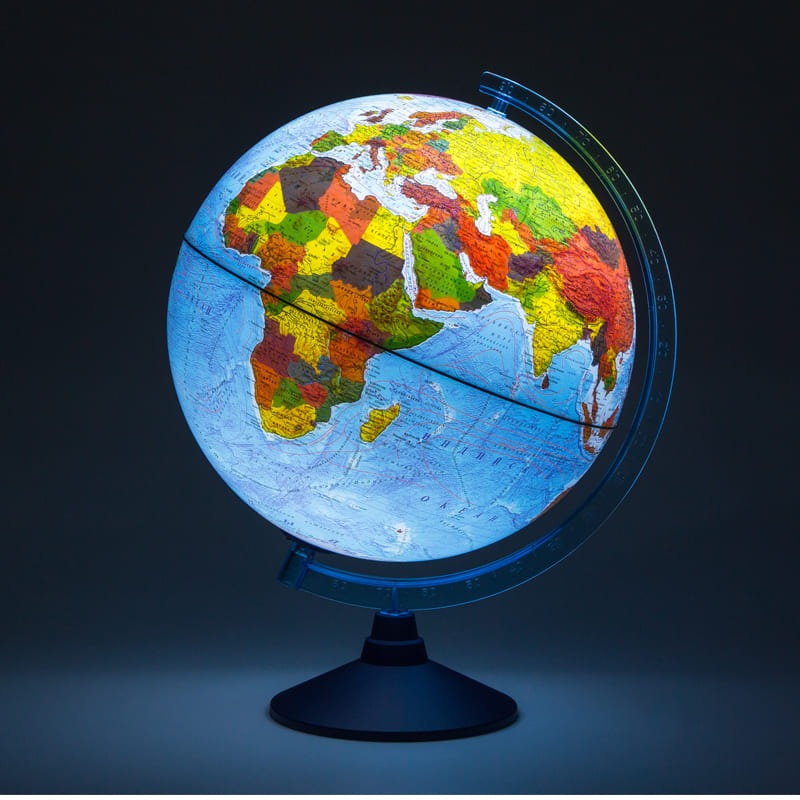 картинка Глобус физико-политический, 32 см, с подсветкой, на подставке, от батареек, Globen, Ве013200264 от магазина Альфанит в Кунгуре