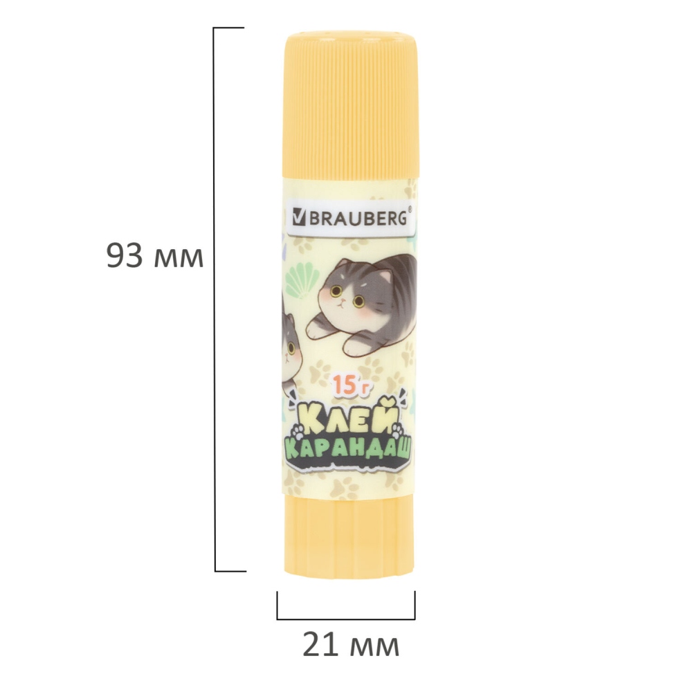 картинка Клей-карандаш, 15 гр, "Милые коты", BRAUBERG, 273228 от магазина Альфанит в Кунгуре