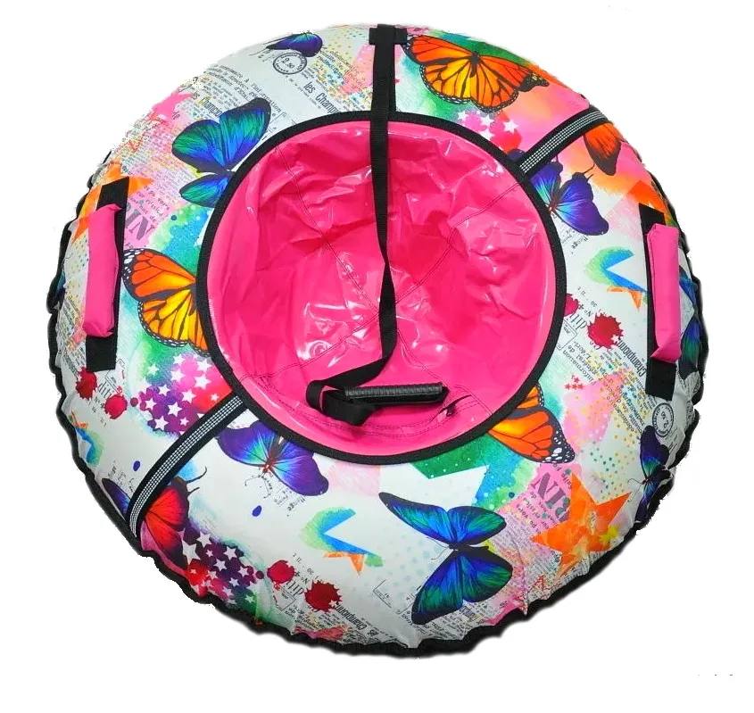 картинка Тюбинг, 70 см, до 70 кг, розовый, "Бабочки", Nika, ТБ2К-70/Б2 от магазина Альфанит в Кунгуре