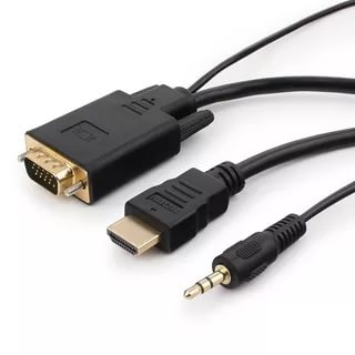 картинка Кабель HDMI-VGA _1.8м. 19M/15M + 3.5Jack, черный, пакет, A-HDMI-VGA-03-6 от магазина Альфанит в Кунгуре