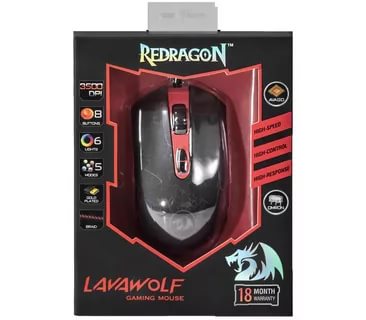 картинка Мышь проводная игровая Redragon Lavawolf, 1000-3500 dpi, USB, черный, подсветка, 70236 от магазина Альфанит в Кунгуре