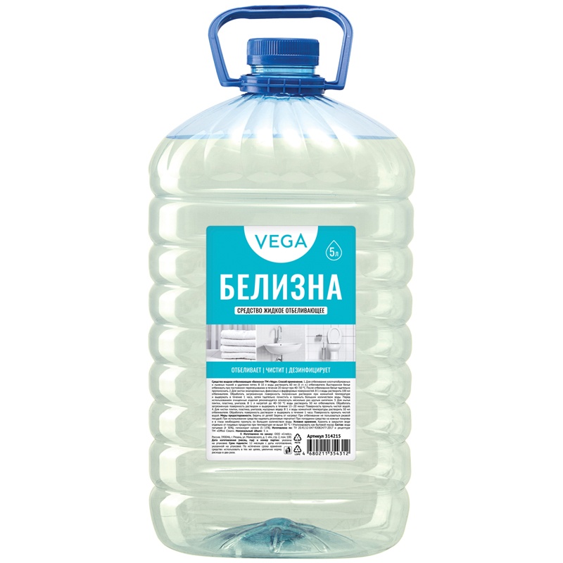 картинка Белизна, 5 л, бутыль, Vega, 314215 от магазина Альфанит в Кунгуре