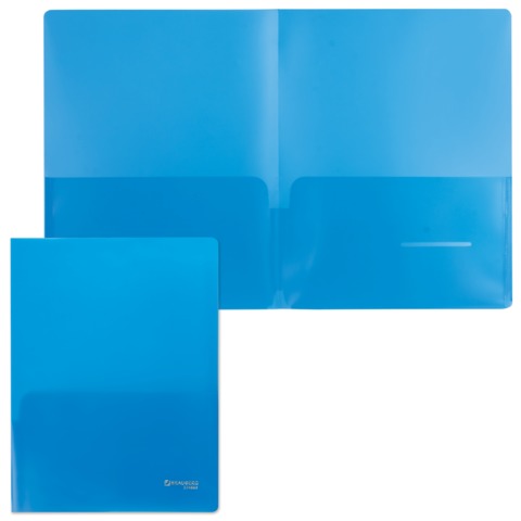 картинка Папка-уголок, А4, 180 мкм, пластик, синий, 2 отделения, BRAUBERG, 224883 от магазина Альфанит в Кунгуре