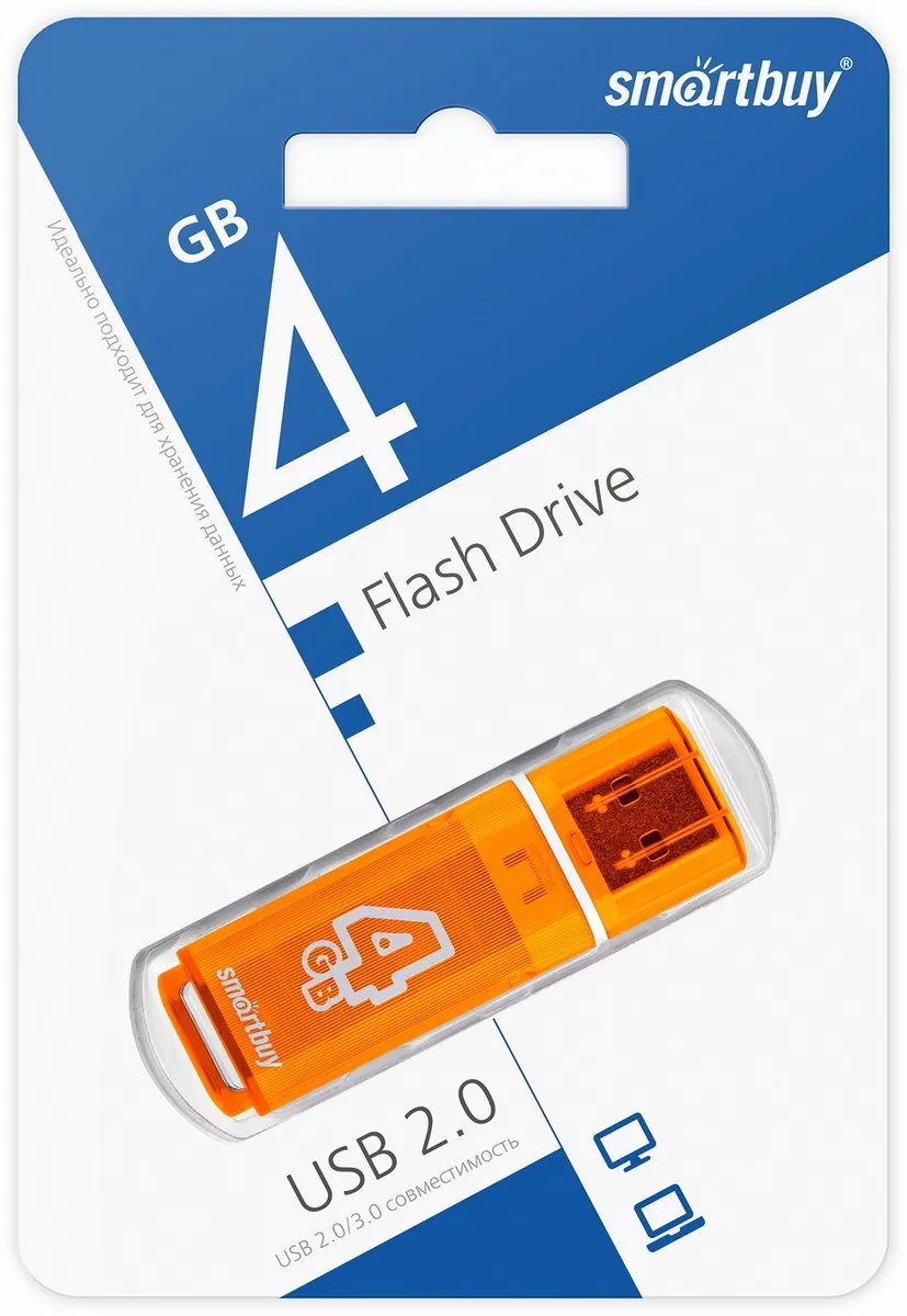 картинка Флеш-диск SmartBuy 4 GB, Glossy, оранжевый, SB4GBGS-Or от магазина Альфанит в Кунгуре