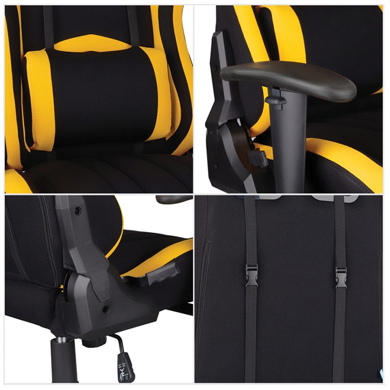 картинка Кресло игровое Helmi "Pointer HL-G07", ткань, черный/желтый, две подушки, 306180 от магазина Альфанит в Кунгуре