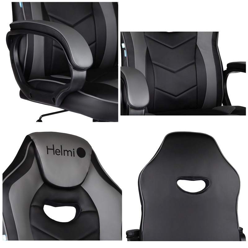 картинка Кресло игровое Helmi "Skyline HL-S15", экокожа, черный/серый, механизм качания, 322027 от магазина Альфанит в Кунгуре