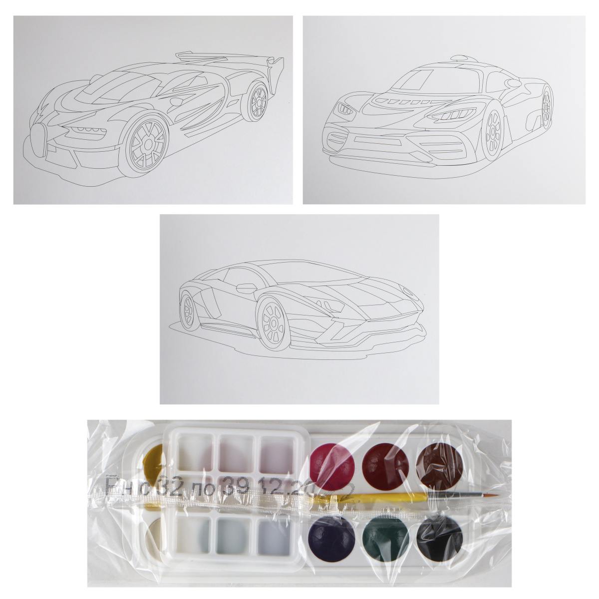 картинка Раскраска, А4, "Рисование акварелью. Гоночные машины", Lori, Рн-037 от магазина Альфанит в Кунгуре