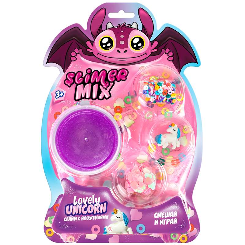 картинка Слайм, 180 гр, фиолетовый, на блистере, "Lovely Unicorn", Slimer, SR150 от магазина Альфанит в Кунгуре
