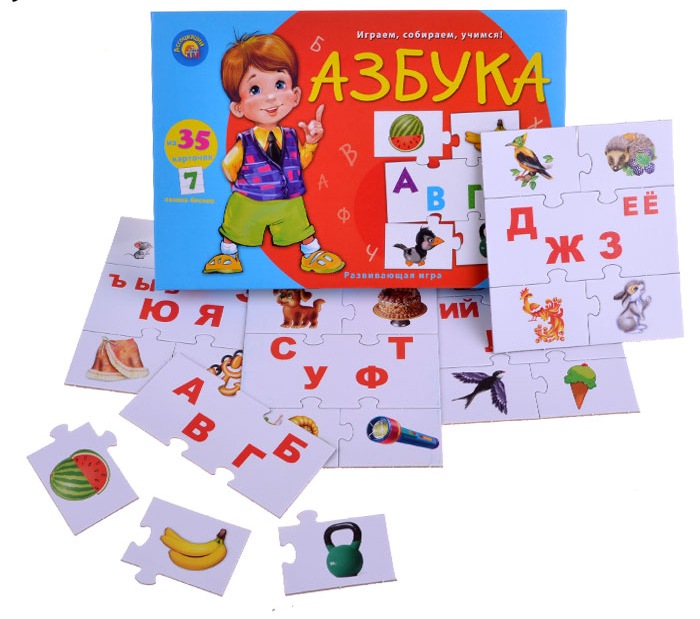 картинка Игра настольная обучающая, 35 карточек, "Азбука", Рыжий кот, ИН-8808 от магазина Альфанит в Кунгуре