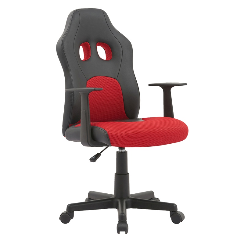 картинка Кресло игровое Helmi "Mini HL-S12", экокожа/ткань, черный/красный, 323019 от магазина Альфанит в Кунгуре
