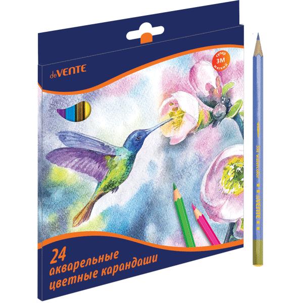 картинка Карандаши цветные акварельные, 24 цв, 24 шт, 3М, "Колибри", deVente, 5024762 от магазина Альфанит в Кунгуре