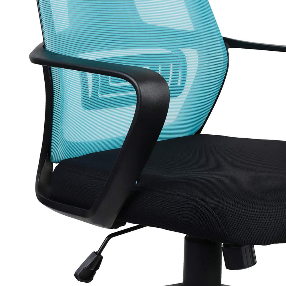 картинка Кресло руководителя Helmi "HL-E37 Wind", ткань/сетка, черный/бирюзовый, 323022 от магазина Альфанит в Кунгуре