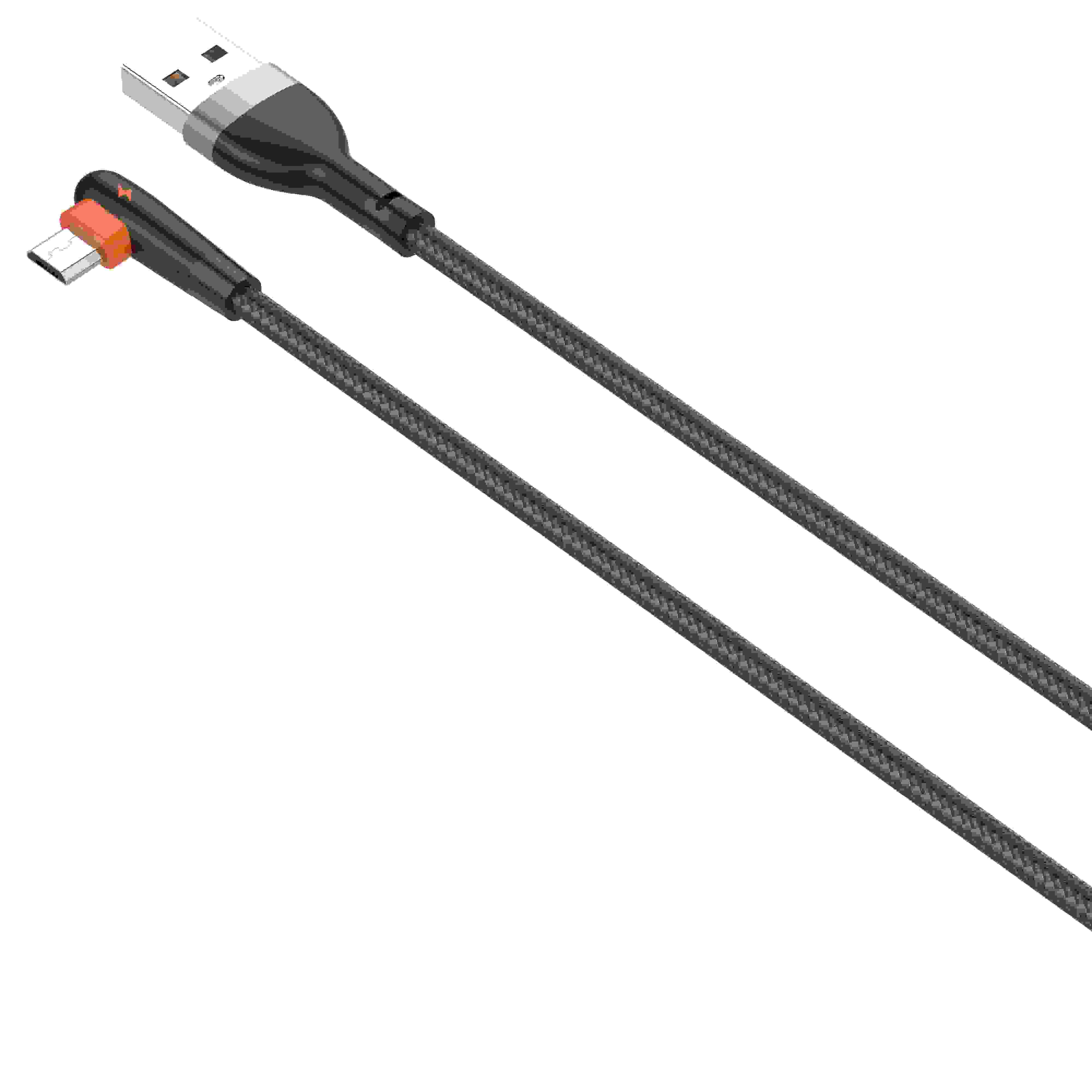 картинка Кабель зарядный для мобильных устройств LDNIO LS562 USB 2.0 AM — USB 2.0 microBM, 1,0 м, черный/оранжевый, угловой коннектор, LD_C3803 от магазина Альфанит в Кунгуре