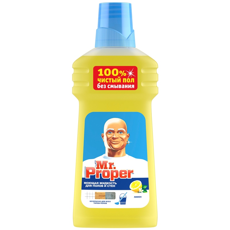 картинка Средство для мытья пола и стен, 500 мл, жидкий, бутыль, "Лимон", Mr.Proper от магазина Альфанит в Кунгуре