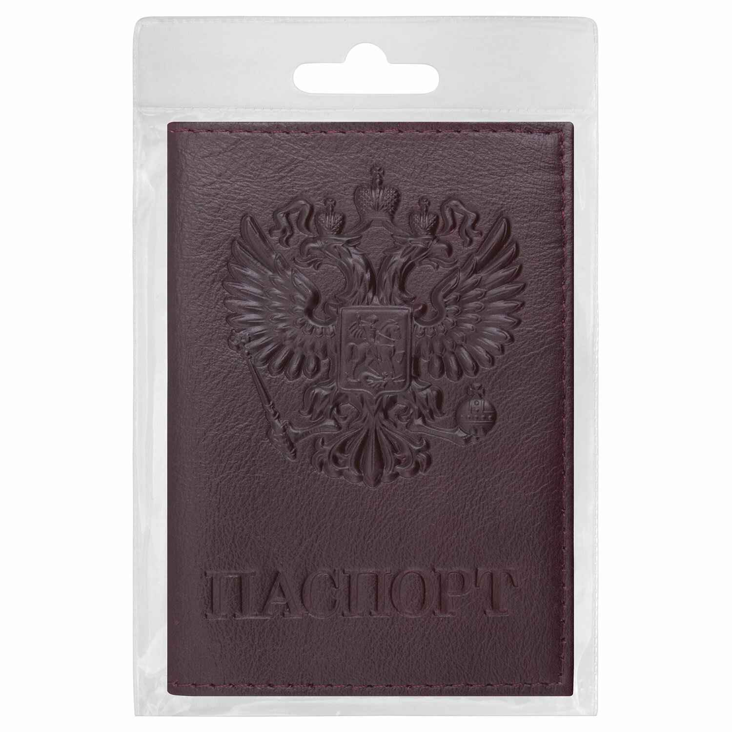 картинка Обложка для паспорта, кожа натуральная, темно-бордовый, "Герб. Virginia", BRAUBERG, 237199 от магазина Альфанит в Кунгуре