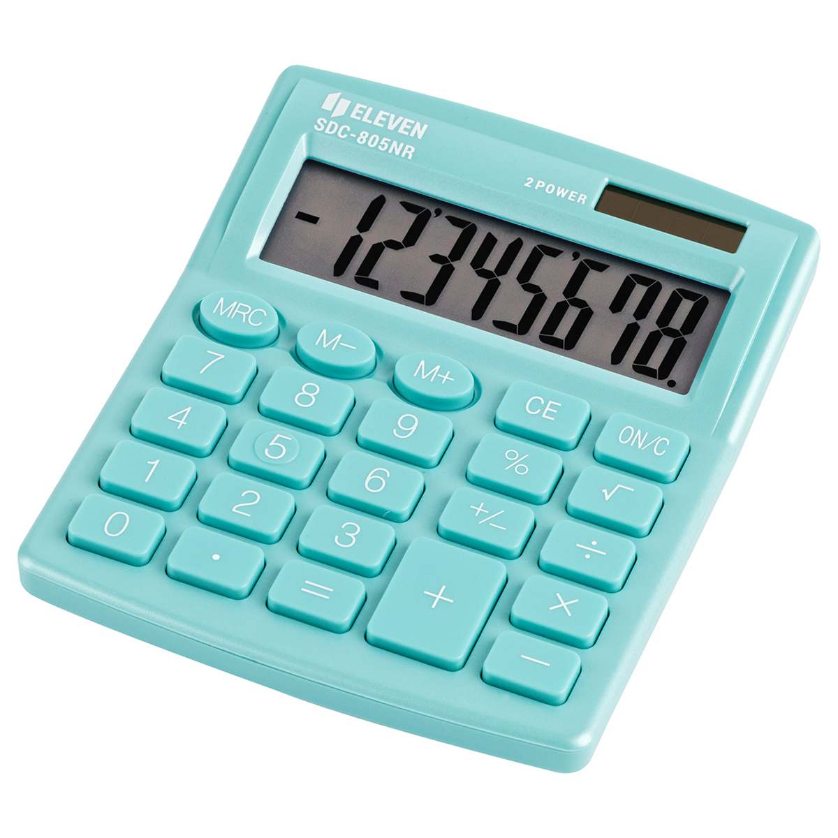 картинка Калькулятор настольный, 8 разрядов, 12,7*10,5*2 см, двойное питание, бирюзовый, "SDC-805NR-GN", Eleven от магазина Альфанит в Кунгуре