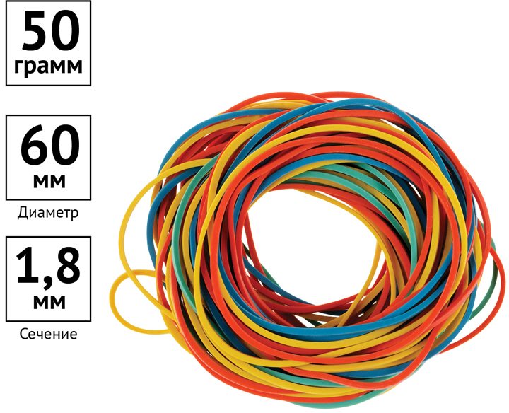 картинка Резинки для денег, 50 гр, 60 мм, цветные, OfficeSpace, 333901 от магазина Альфанит в Кунгуре