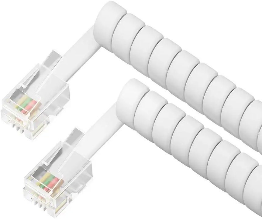 картинка Кабель телефонный 4P4C RJ9, 1,5 м, белый, витой, GCR, GCR-TPC4P4 от магазина Альфанит в Кунгуре