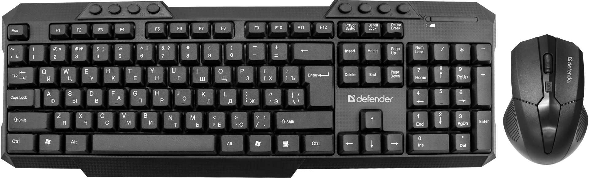картинка Комплект беспроводной (клавиатура + мышь) Defender Jacarta C-805 RU, черный, 45804 от магазина Альфанит в Кунгуре