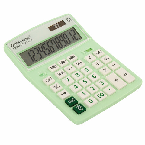 картинка Калькулятор настольный, 12 разрядов, 20,6*15,5 см, мятный, "EXTRA PASTEL-12-LG", BRAUBERG, 250488 от магазина Альфанит в Кунгуре