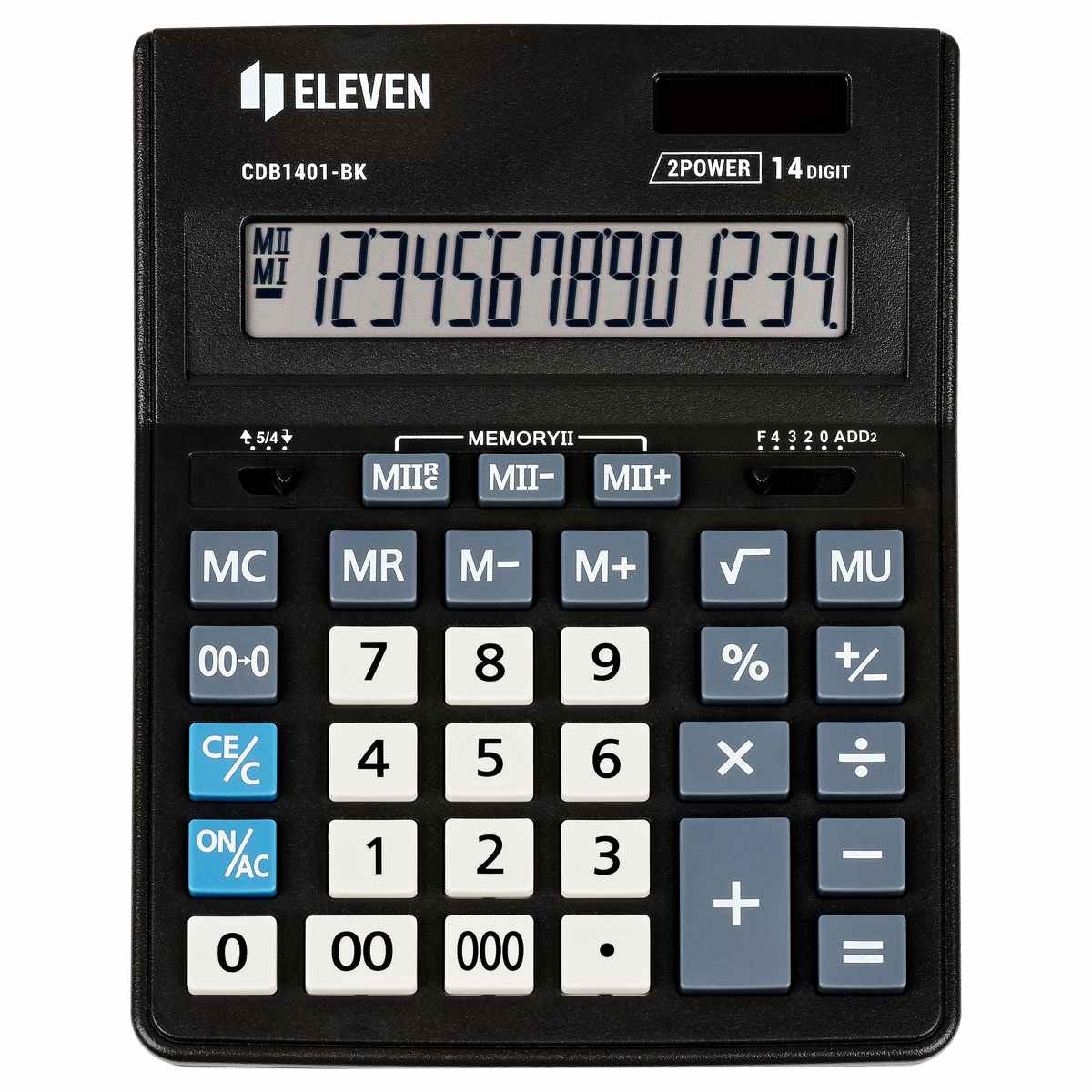 картинка Калькулятор настольный, 14 разрядов, 15,5*20,5 см, двойное питание, "Business Line CDB1401-BK", Eleven, CDB1401-BK от магазина Альфанит в Кунгуре