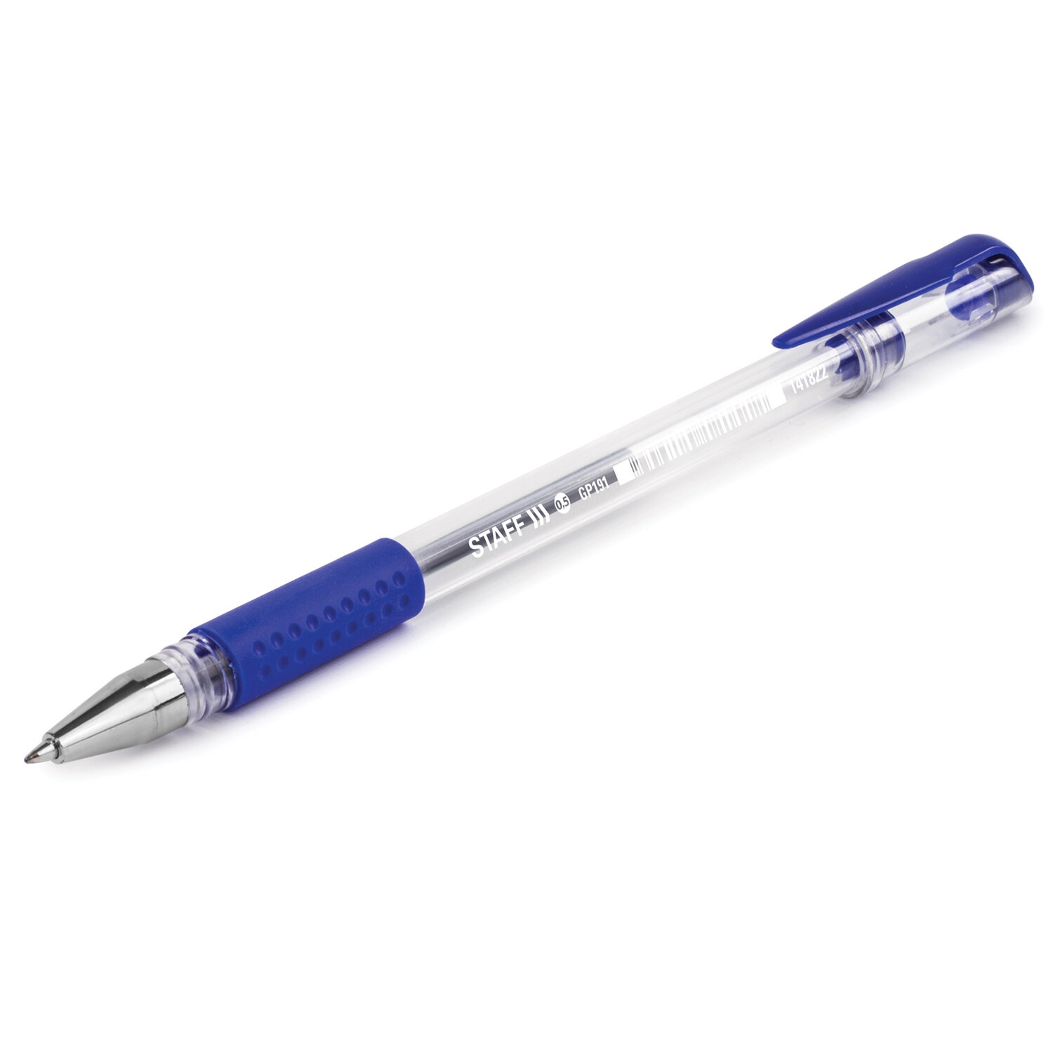 картинка Ручка гелевая, 0,5 мм, синяя, грип, STAFF, 141822 от магазина Альфанит в Кунгуре