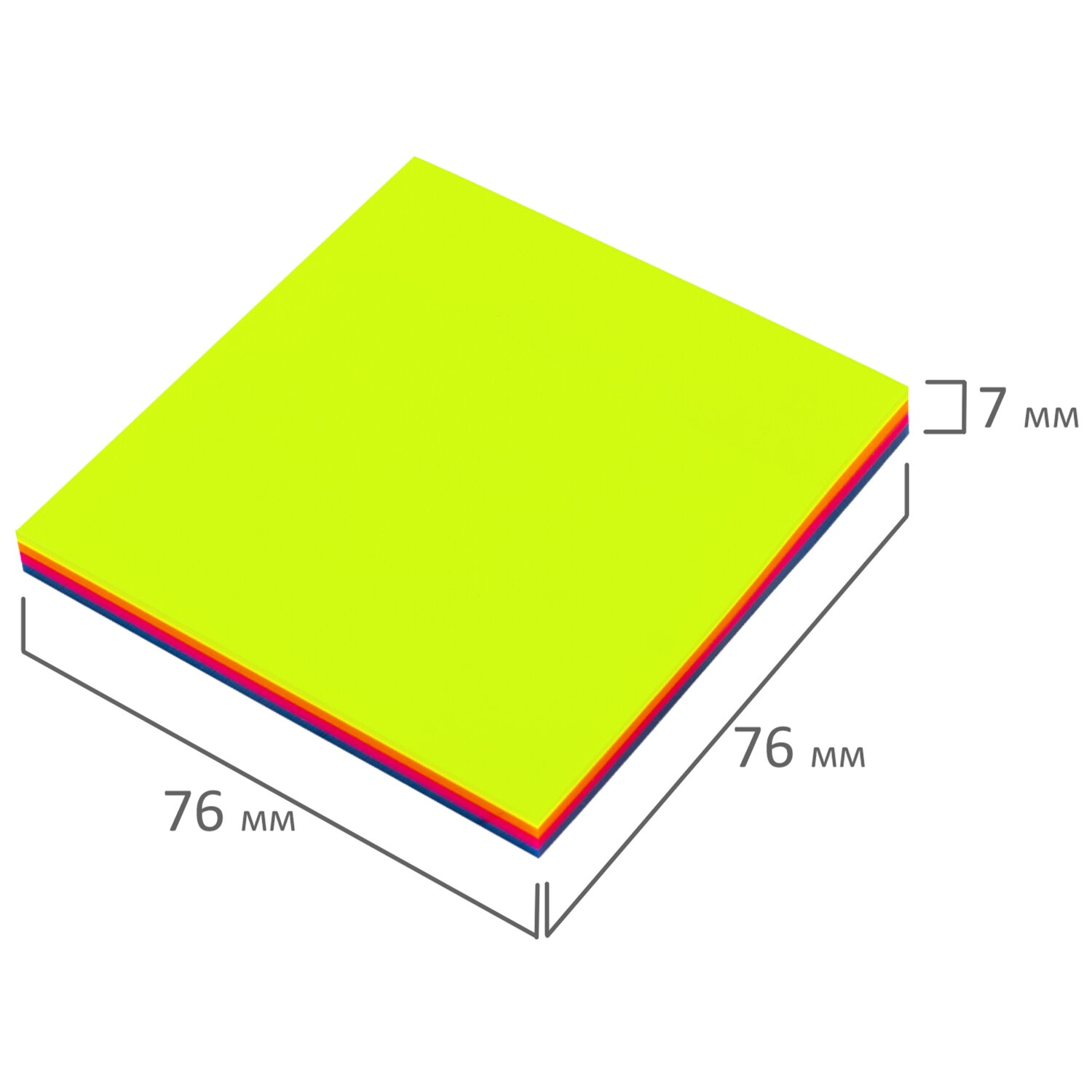 картинка Бумага для заметок с клеевым краем, 7,6*7,6 см, 100 л, 4 цв, "MULTI COLOUR", BRAUBERG, 115208 от магазина Альфанит в Кунгуре