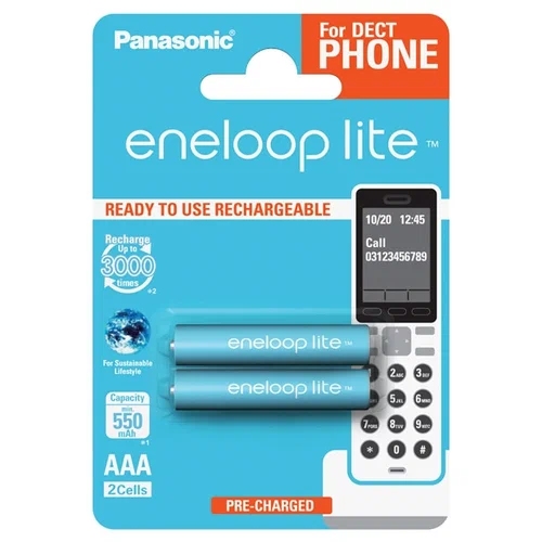 картинка Батарейки аккумуляторные ААА, 2*BI, 550 mAh, Panasonic Eneloop, BK-4LCCE/2DE от магазина Альфанит в Кунгуре