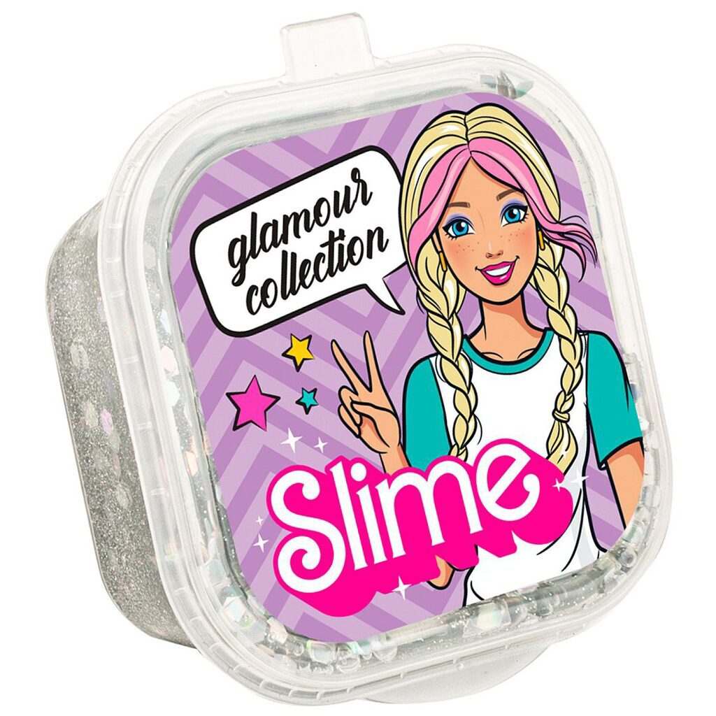 картинка Слайм, 60 гр, серебро, в банке, с блестками, "Glamour collection" от магазина Альфанит в Кунгуре