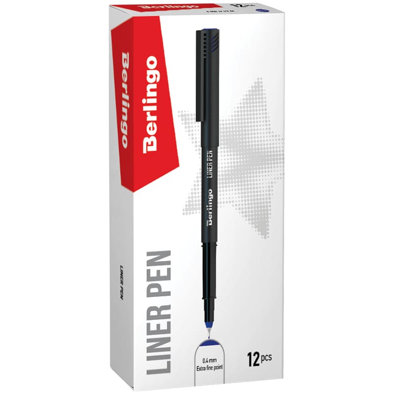картинка Ручка капиллярная, 0,4 мм, синяя, корп. черный, "Liner pen", Berlingo, CK_40682 от магазина Альфанит в Кунгуре