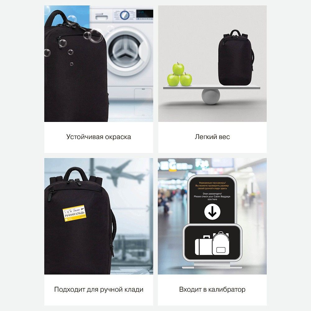 картинка Рюкзак, 3 отдела, 3 кармана, 31*44*21 см, черный, эргономичная спинка, Grizzly, RQ-406-1/1 от магазина Альфанит в Кунгуре