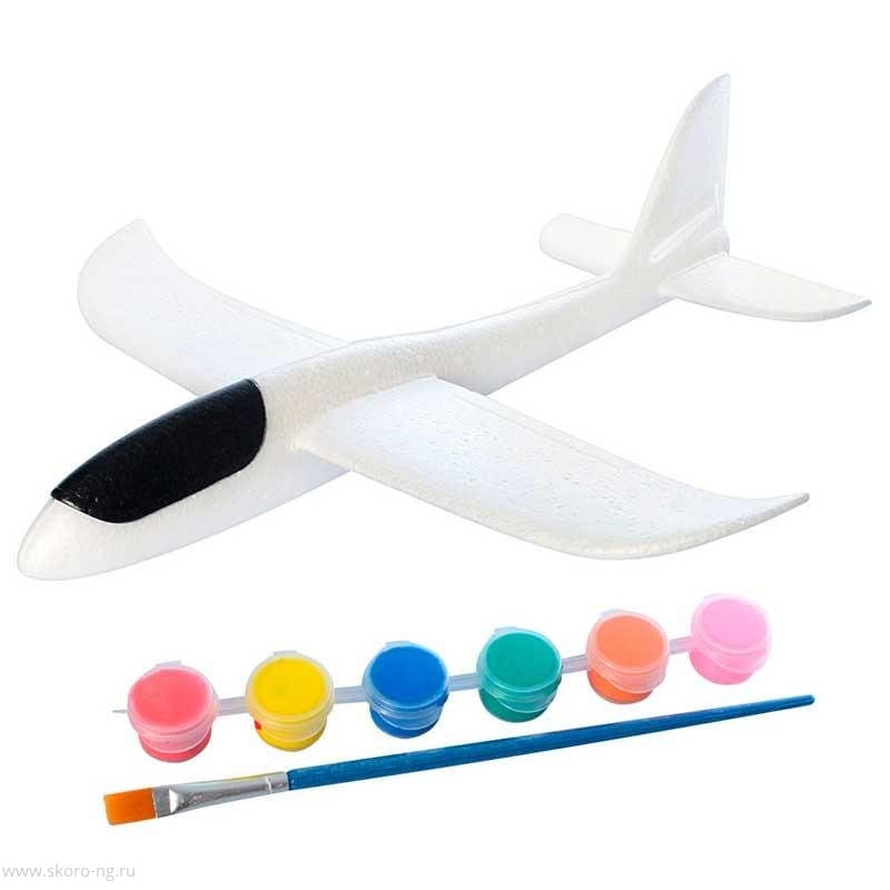 картинка Самолет-планер, 48 см, с красками, пенапластовый, 48СМ-10 от магазина Альфанит в Кунгуре