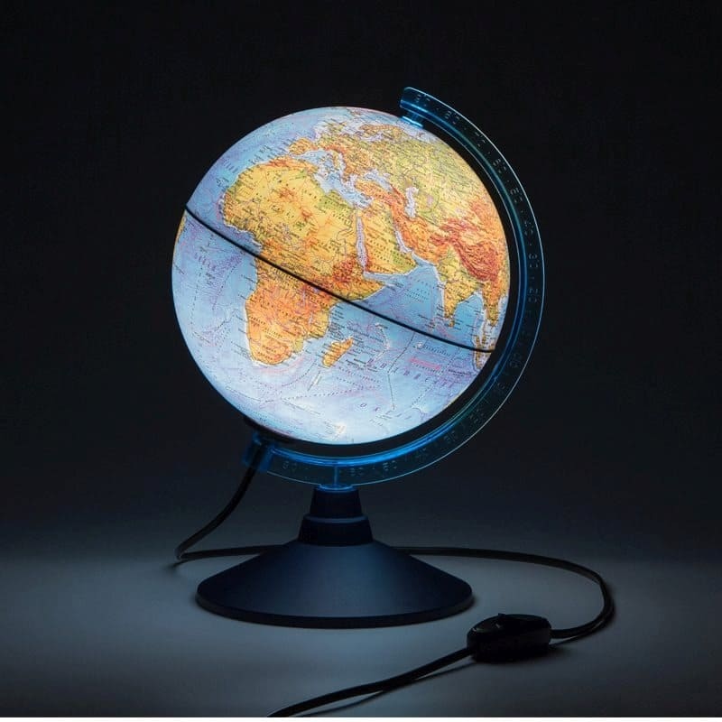 картинка Глобус физический, 21 см, с подсветкой, на подставке, Globen, Ке012100179 от магазина Альфанит в Кунгуре