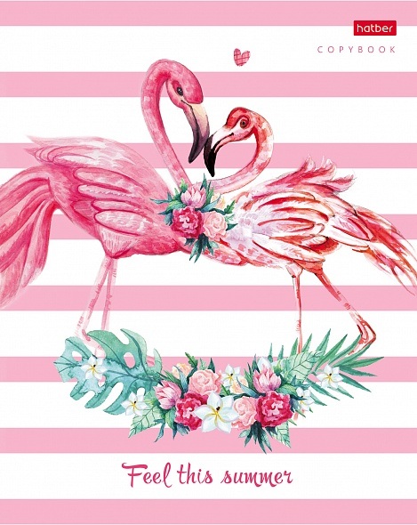 картинка Тетрадь 48 л, А5, клетка, скругленные углы, "Розовый фламинго", Hatber, 48Т5лВ1_20233 от магазина Альфанит в Кунгуре