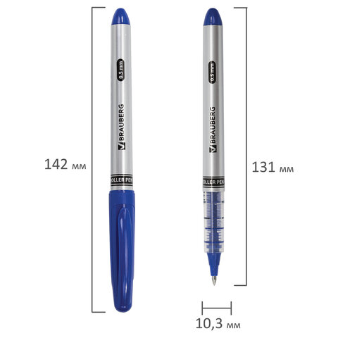 картинка Ручка шариковая роллер, 0,5 мм, синяя, корп. серебро, "Control", BRAUBERG, 141554 от магазина Альфанит в Кунгуре