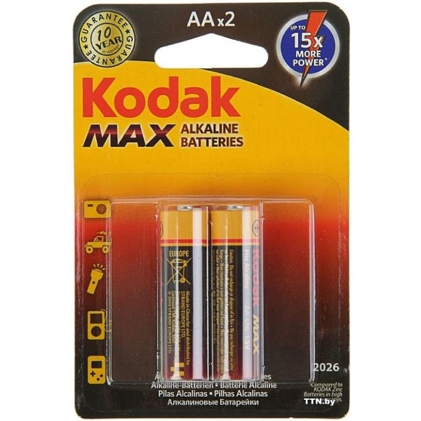 картинка Батарейки АА, 2*BI, Kodak Max, KAA-2 от магазина Альфанит в Кунгуре