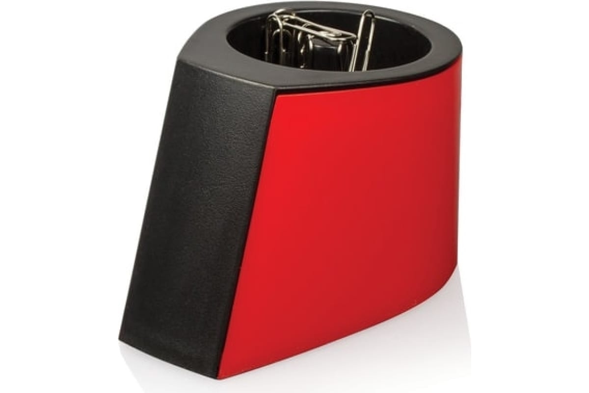 картинка Cкрепочница магнитная, с 30 скрепками, красно-черная, ОФИСМАГ, 225192 от магазина Альфанит в Кунгуре