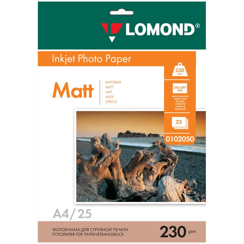 картинка Фотобумага Lomond, А4, 25 л, 230 г/м2, матовая односторонняя, 102050 от магазина Альфанит в Кунгуре